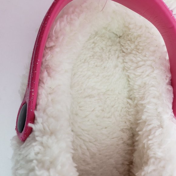 Rampage Girls Size 13/1 Fuchsia Pink Glitter Sparkle Lined Slip On Clog Shoes - Picture 13 of 14